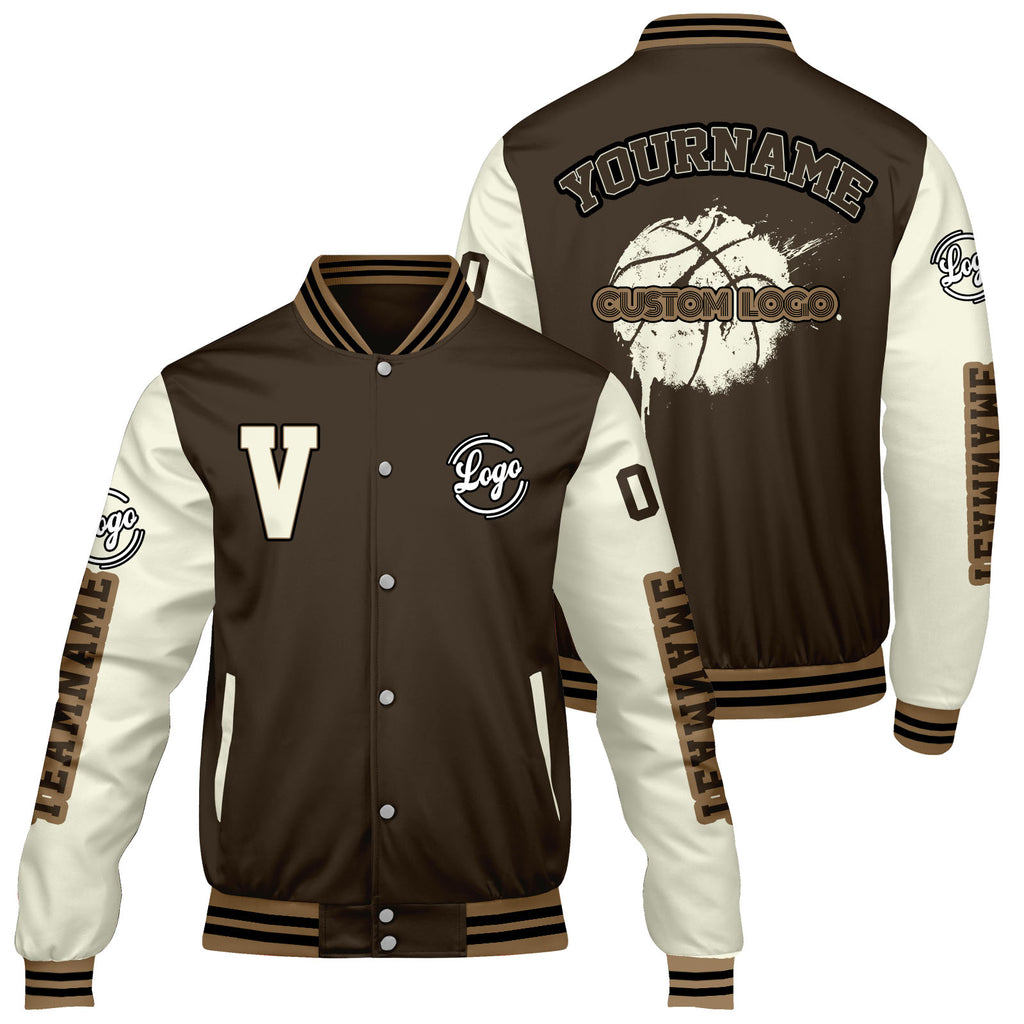 Custom Brown Cream Varsity Jackets for Men Women Youth Personalized Letterman Jackets