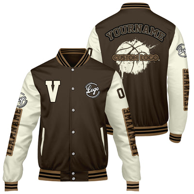 Custom Brown Cream Varsity Jackets for Men Women Youth Personalized Letterman Jackets