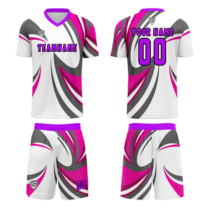 Custom White Pink Uniform Jersey Kids Adults Personalized Set Jersey Shirt