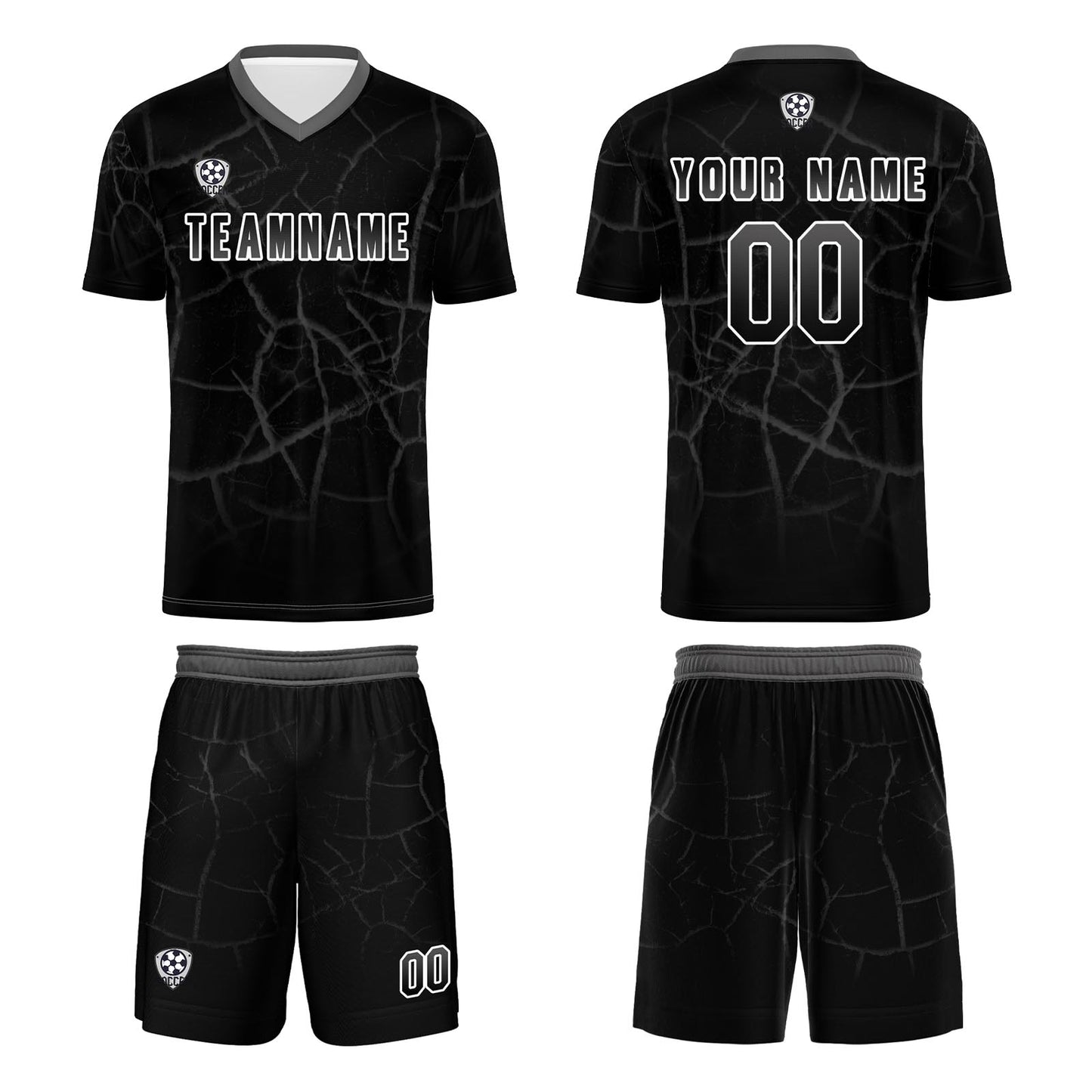 Custom Black Grey Soccer Uniform Jersey Kids Adults Personalized Set Jersey Shirt