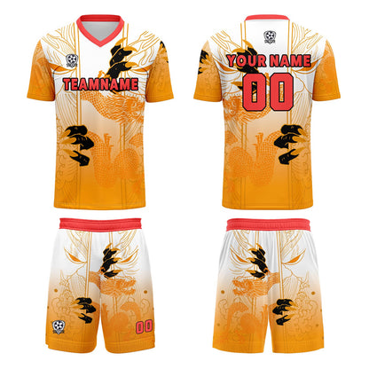 Custom Orange Red Uniform Jersey Kids Adults Personalized Set Jersey Shirt