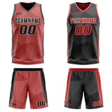 Custom Red Black Reversible Basketball Suit for Adults and Kids Personalized Jersey