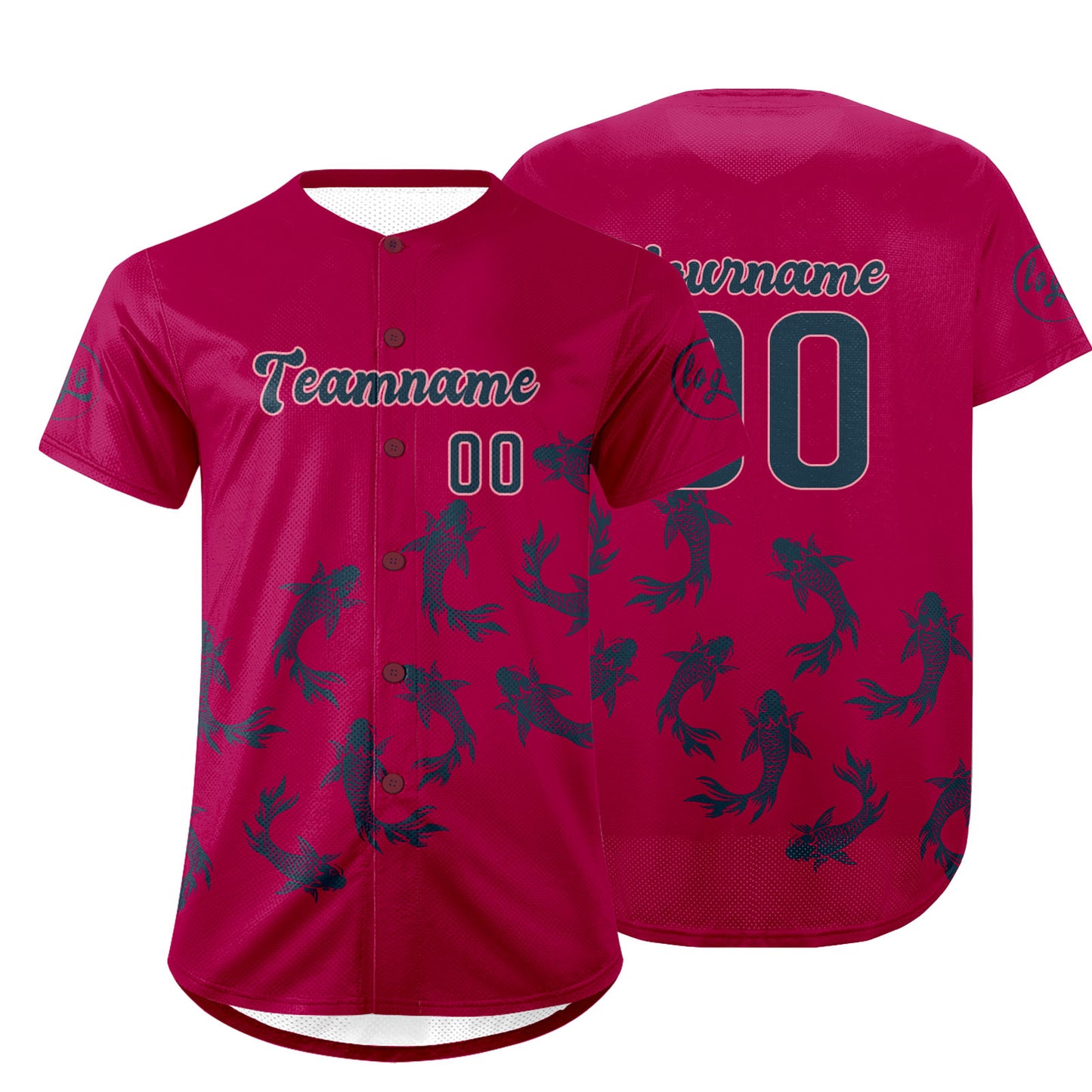 Custom Bright Pink Dark Blue Baseball Jersey Personalized Gradient Team Uniforms Shirt with Name Number