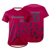 Custom Bright Pink Dark Blue Baseball Jersey Personalized Gradient Team Uniforms Shirt with Name Number