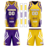Custom Purple Yellow Reversible Basketball Suit for Adults and Kids Personalized Jersey