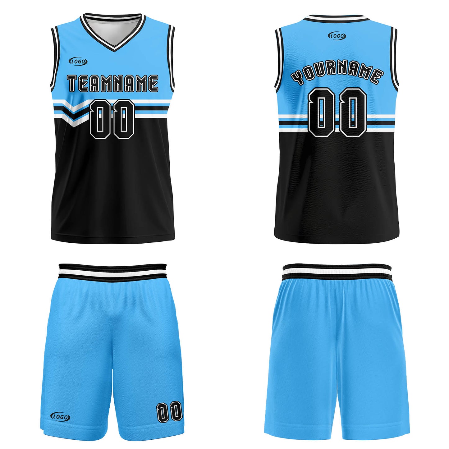 Custom Blue Black White Basketball Jersey Uniform Suit Printed Your Logo Name Number