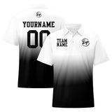 Custom White Black Football Gradient Polo Shirts  Add Your Unique Logo/Name/Number