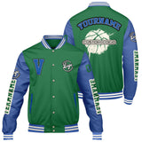 Custom Grass Green Color Blue Varsity Jackets for Men Women Youth Personalized Letterman Jackets