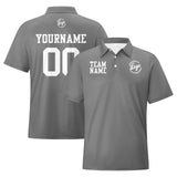 Custom Grey White Football Polo Shirts  Add Your Unique Logo/Name/Number