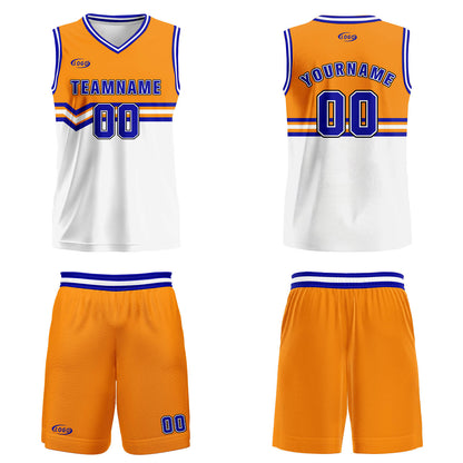 Custom Orange White Blue Basketball Jersey Uniform Suit Printed Your Logo Name Number