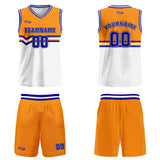 Custom Orange White Blue Basketball Jersey Uniform Suit Printed Your Logo Name Number