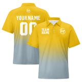 Custom Yellow Grey Football Gradient Polo Shirts  Add Your Unique Logo/Name/Number