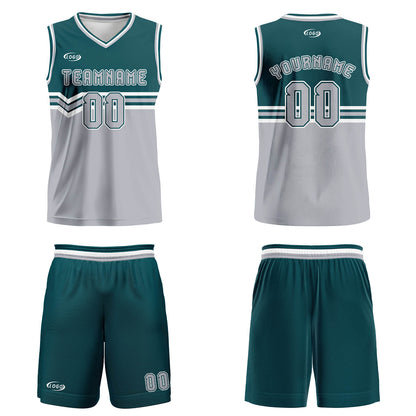 Custom Green Gray White Basketball Jersey Uniform Suit Printed Your Logo Name Number