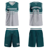 Custom Green Gray White Basketball Jersey Uniform Suit Printed Your Logo Name Number