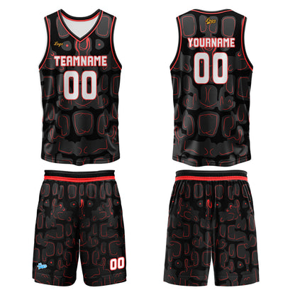 Custom Black Red Basketball Jersey Uniform Suit Printed Your Logo Name Number