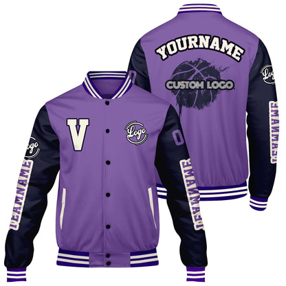Custom Purple Dull Blue Varsity Jackets for Men Women Youth Personalized Letterman Jackets