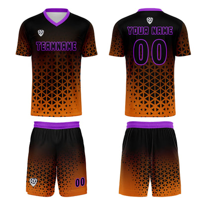Custom Orange Purple Uniform Jersey Kids Adults Personalized Set Jersey Shirt