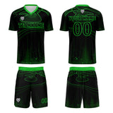 Custom Black Green Soccer Uniform Jersey Kids Adults Personalized Set Jersey Shirt