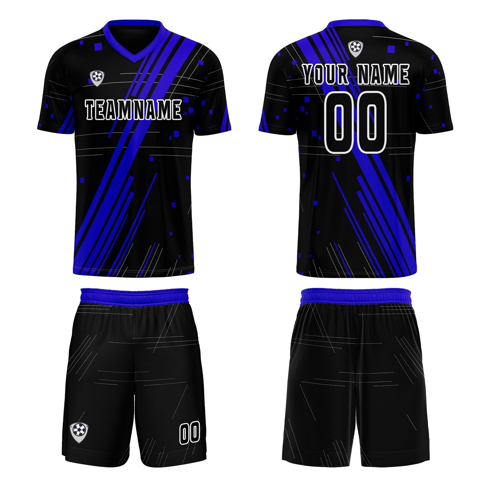 Custom Black Blue Uniform Jersey Kids Adults Personalized Set Jersey Shirt