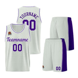 Custom Gray-Purple Basketball Jersey for Men Women Adult Youth Stitched Name Number Logo