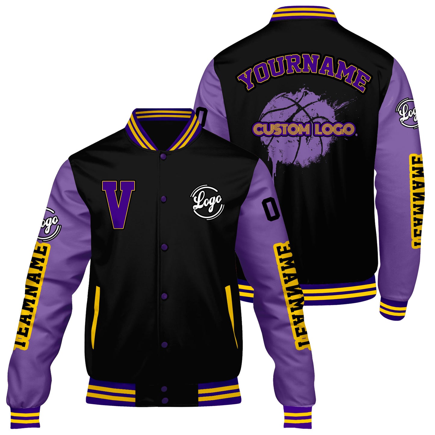 Custom Black Purple Varsity Jackets for Men Women Youth Personalized Letterman Jackets