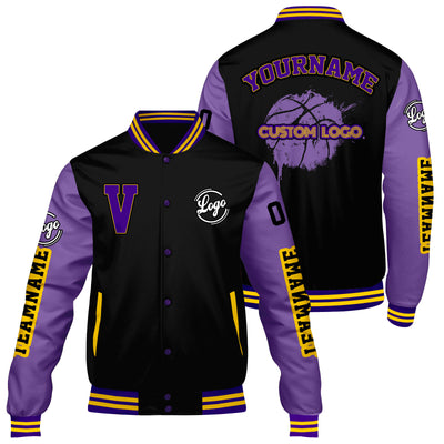 Custom Black Purple Varsity Jackets for Men Women Youth Personalized Letterman Jackets