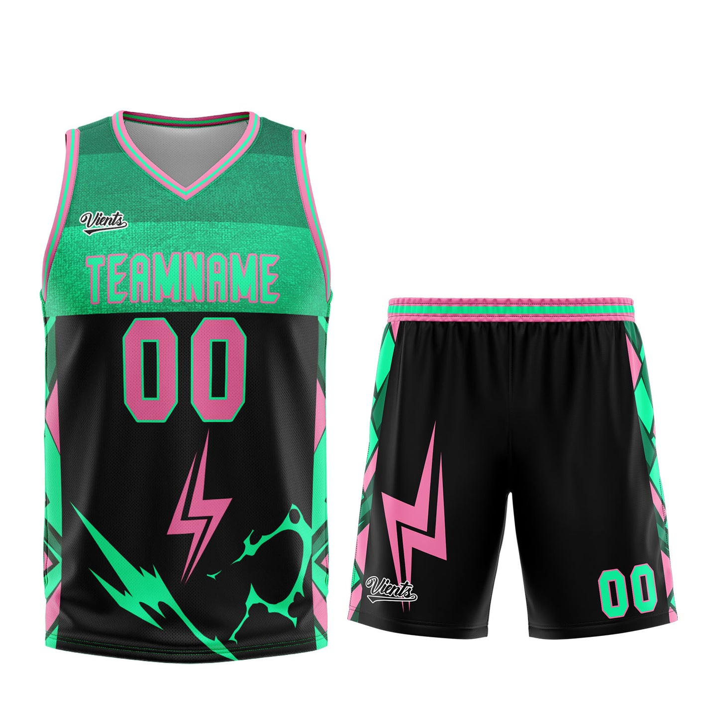 Custom Black Green Pink Basketball Jersey Uniform Suit Printed Your Logo Name Number