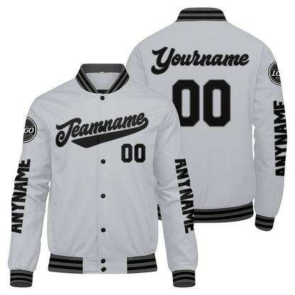 Custom Grey Black Varsity Jackets for Men Women Youth Personalized Letterman Jackets