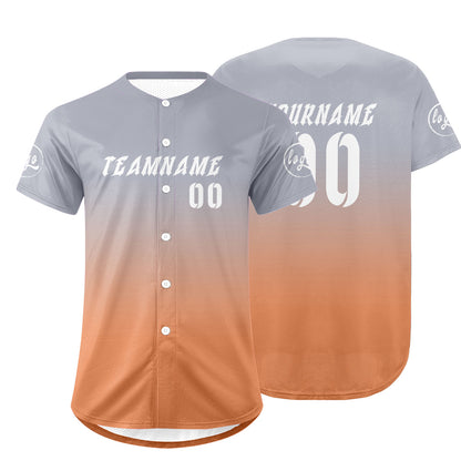 Custom Light Grey Light Orange Baseball Jersey Personalized Gradient Team Uniforms Shirt with Name Number