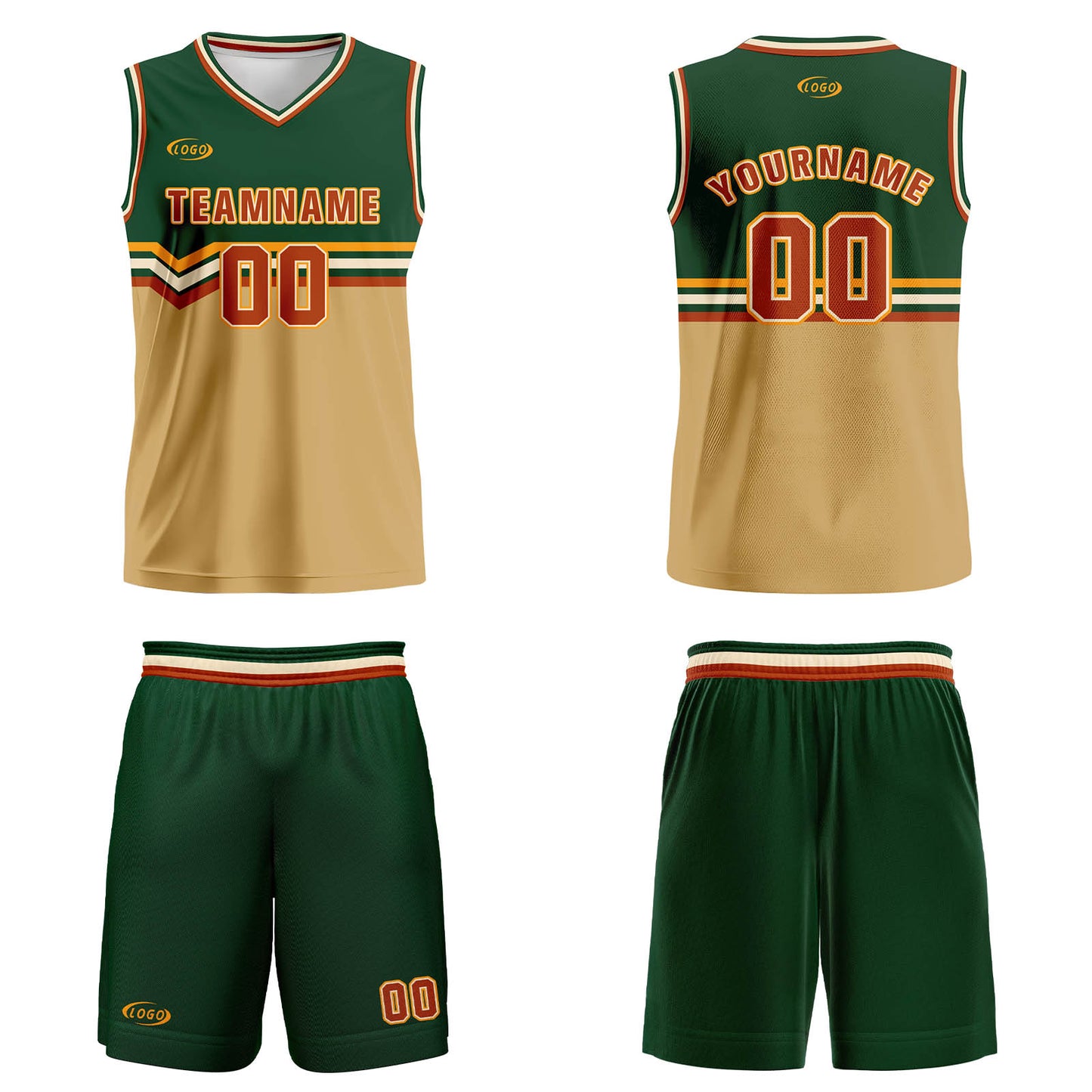 Custom Green Light Brown Red Yellow Basketball Jersey Uniform Suit Printed Your Logo Name Number
