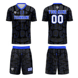 Custom Black Blue Soccer Uniform Jersey Kids Adults Personalized Set Jersey Shirt