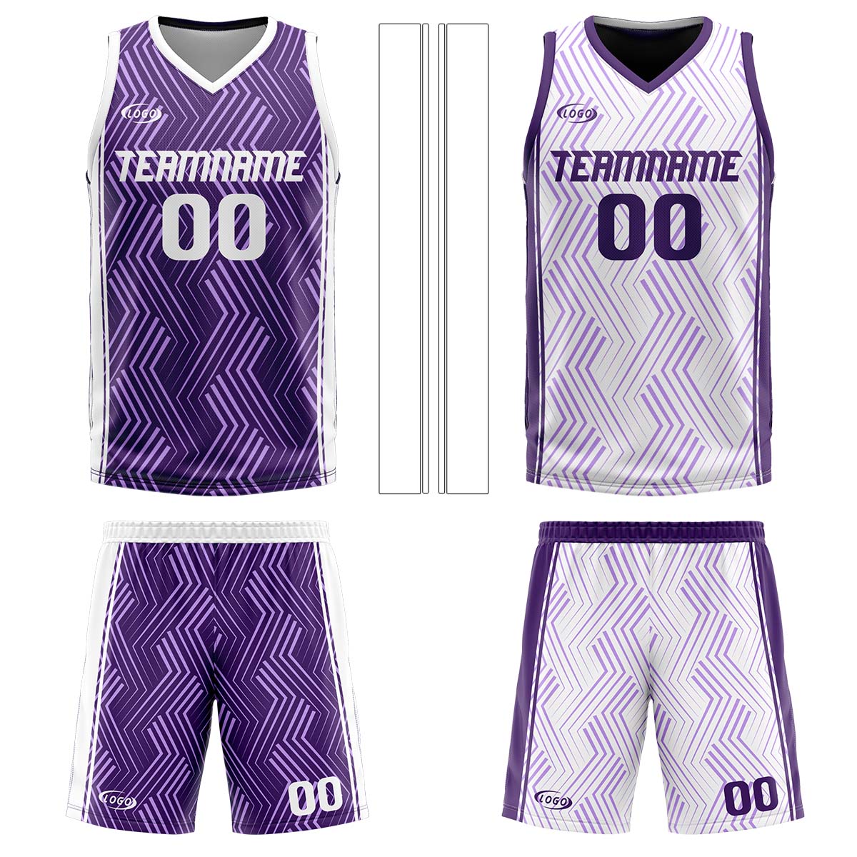 Custom Purple White Reversible Basketball Suit for Adults and Kids Personalized Jersey
