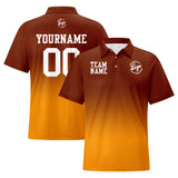 Custom Brown Orange Football Gradient Polo Shirts  Add Your Unique Logo/Name/Number