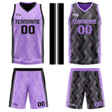 Custom Purple Black Reversible Basketball Suit for Adults and Kids Personalized Jersey