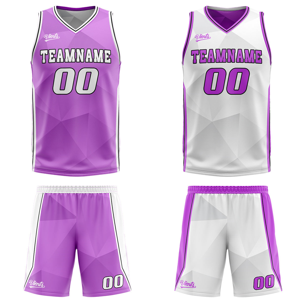 Custom Purple White Reversible Basketball Suit for Adults and Kids Personalized Jersey
