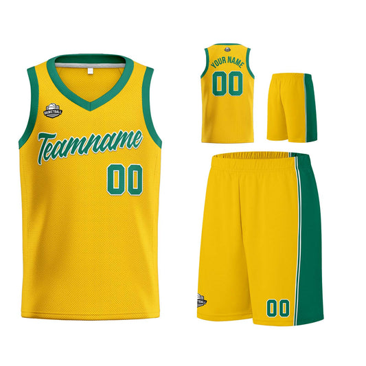 Custom Yellow Green Basketball Jersey for Men Women Adult Youth Stitched Name Number Logo