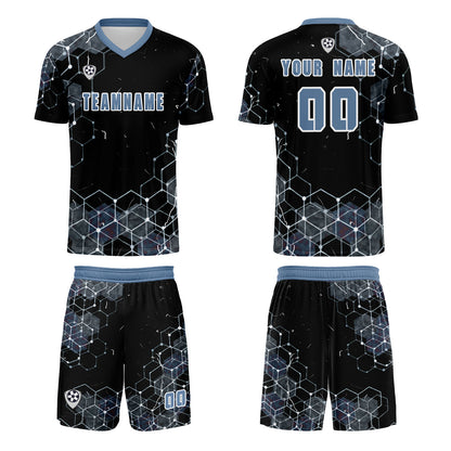 Custom Gray Blue Uniform Jersey Kids Adults Personalized Set Jersey Shirt