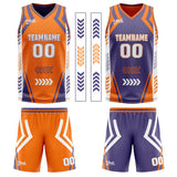Custom Orange Purple Reversible Basketball Suit for Adults and Kids Personalized Jersey