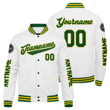 Custom Green Yellow White Varsity Jackets for Men Women Youth Personalized Letterman Jackets