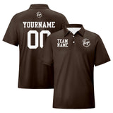 Custom Dull Brown White Football Polo Shirts  Add Your Unique Logo/Name/Number
