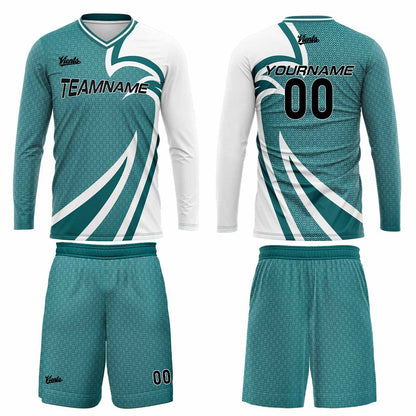 Custom Teal Basketball Soccer Football Shooting Long T-Shirt for Adults and Kids