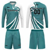 Custom Teal Basketball Soccer Football Shooting Long T-Shirt for Adults and Kids