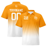 Custom Orange White Football Gradient Polo Shirts  Add Your Unique Logo/Name/Number