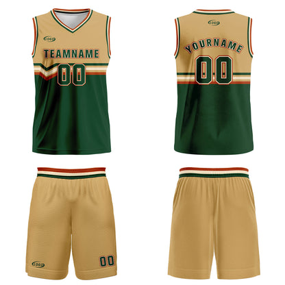 Custom Light Brown Green White Red Basketball Jersey Uniform Suit Printed Your Logo Name Number