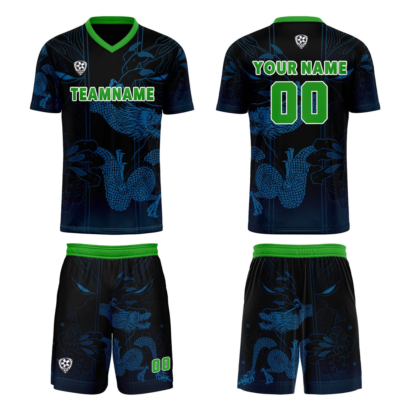 Custom Blue Green Uniform Jersey Kids Adults Personalized Set Jersey Shirt