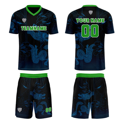 Custom Blue Green Uniform Jersey Kids Adults Personalized Set Jersey Shirt