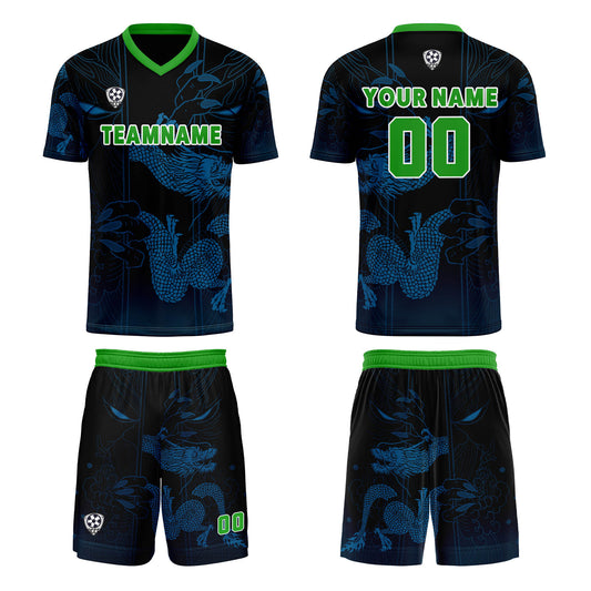 Custom Blue Green Uniform Jersey Kids Adults Personalized Set Jersey Shirt