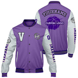 Custom Purple Grey Varsity Jackets for Men Women Youth Personalized Letterman Jackets