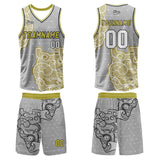 Custom Gray Yellow Basketball Jersey Uniform Suit Printed Your Logo Name Number