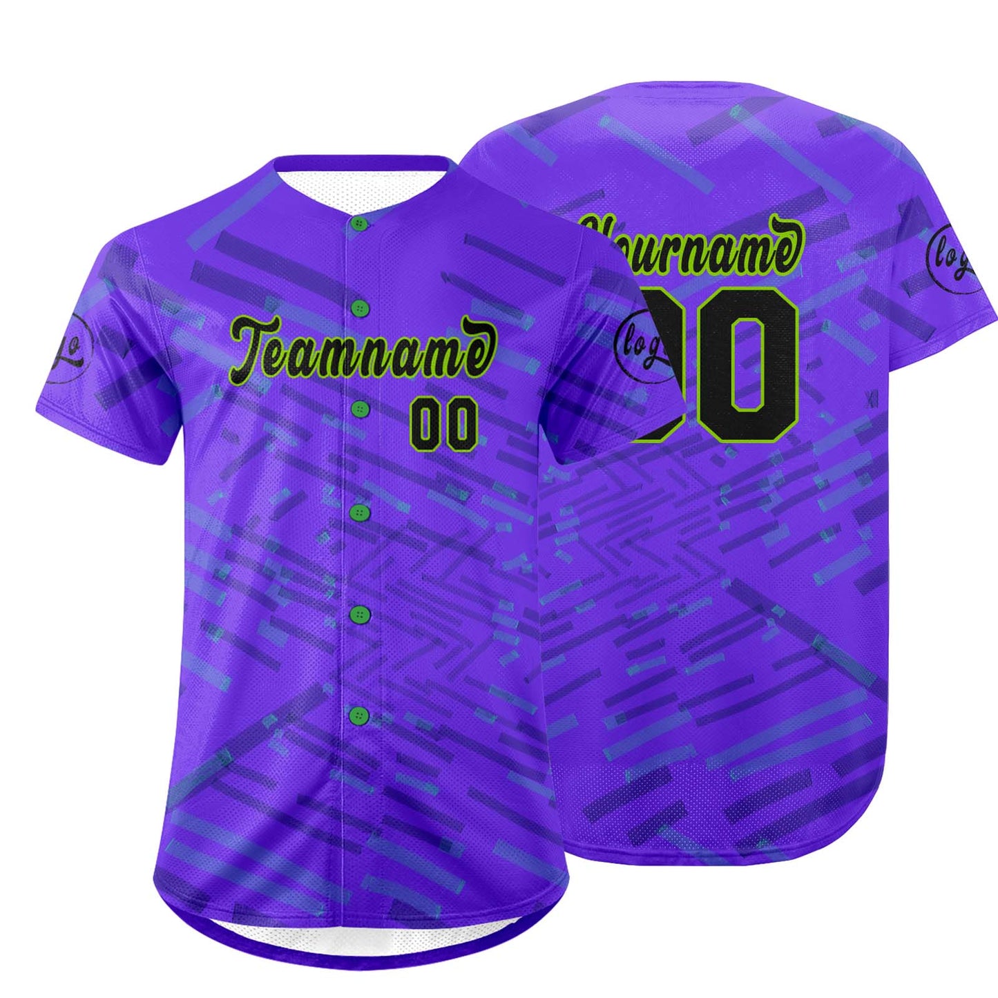 Custom Purple Green Baseball Jersey Personalized Gradient Team Uniforms Shirt with Name Number
